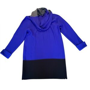 Carlisle Blue/Black Wool Colorblock Cowl Neck Sweater Dress/Tunic Size XXL $625